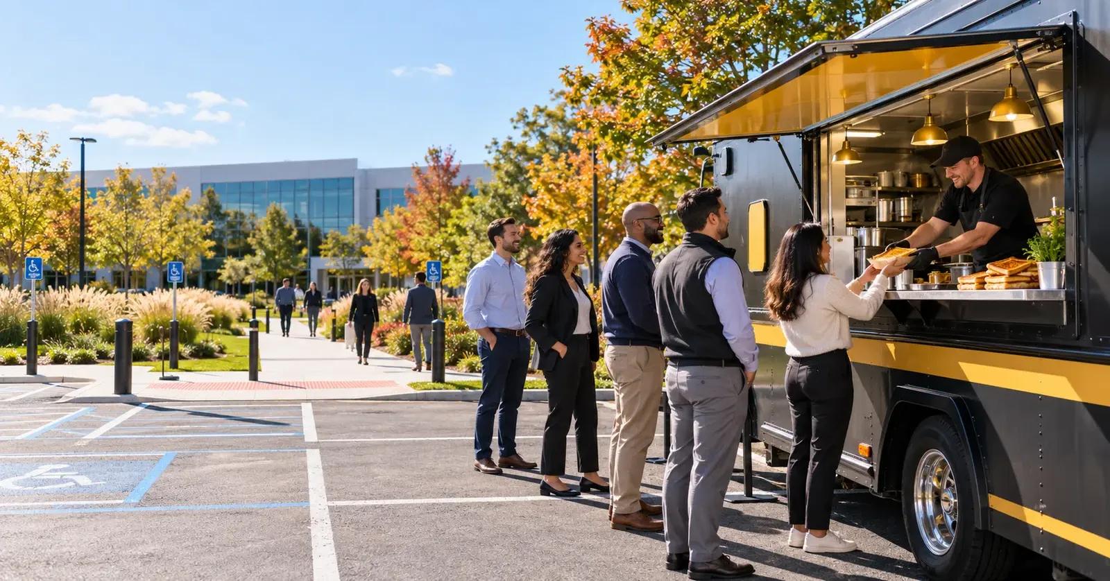 Food truck serving employees at a Somerset County corporate campus