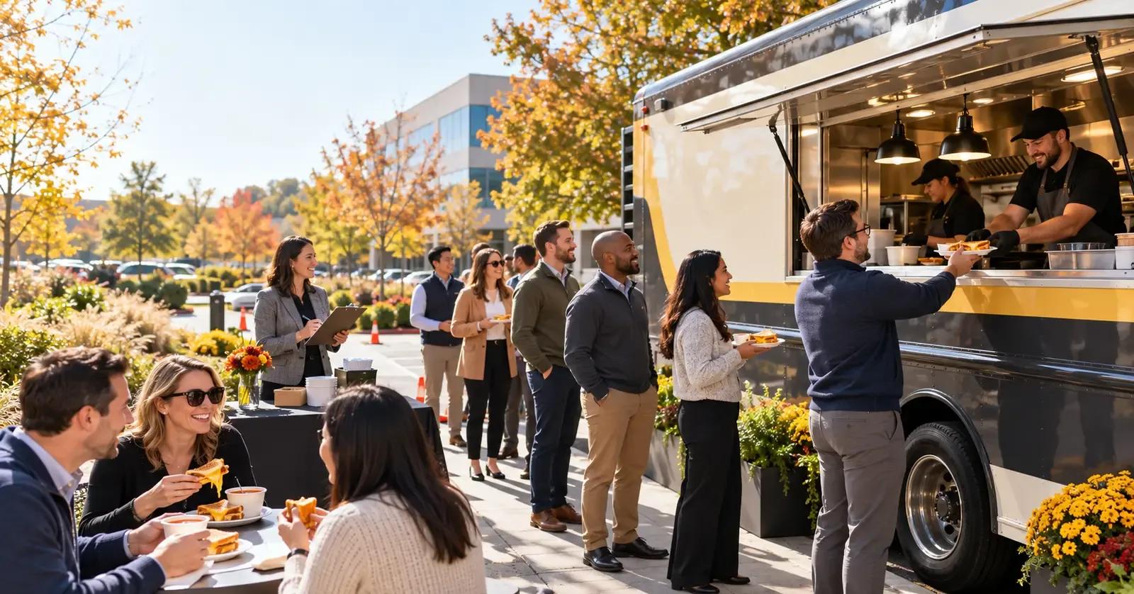 Food truck catering an employee lunch at a Montgomery County Pennsylvania office campus