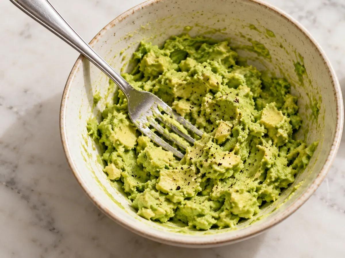 Mash and season the avocado: Avocado Grilled Cheese