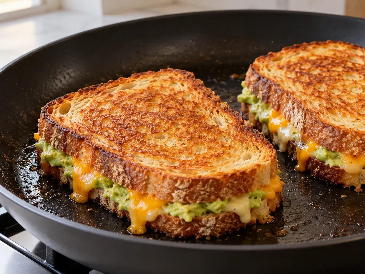 Grill gently and let settle: Avocado Grilled Cheese