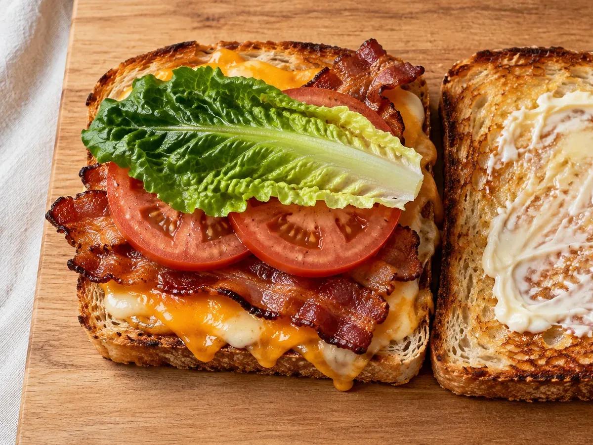 Add the fresh BLT filling: BLT Grilled Cheese