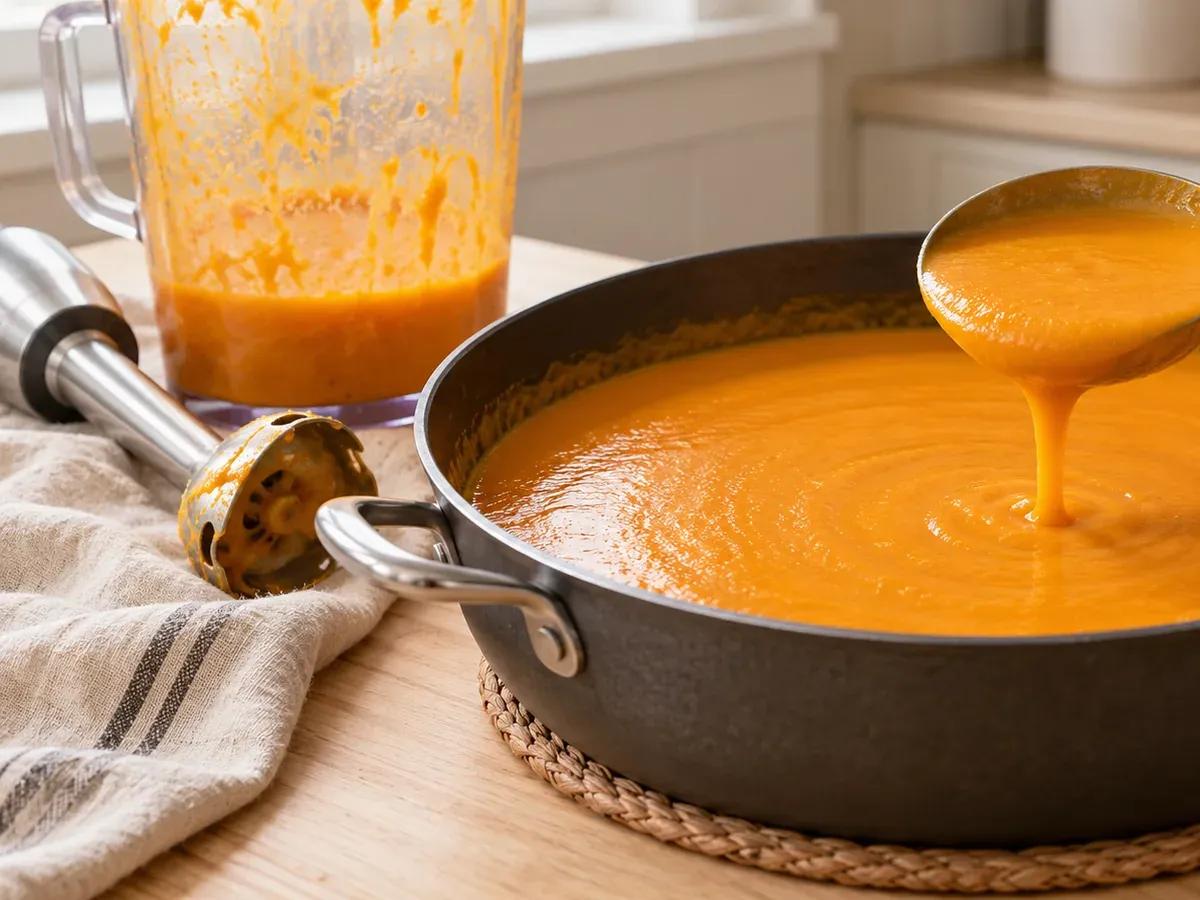 Blend and finish: Carrot Ginger Soup