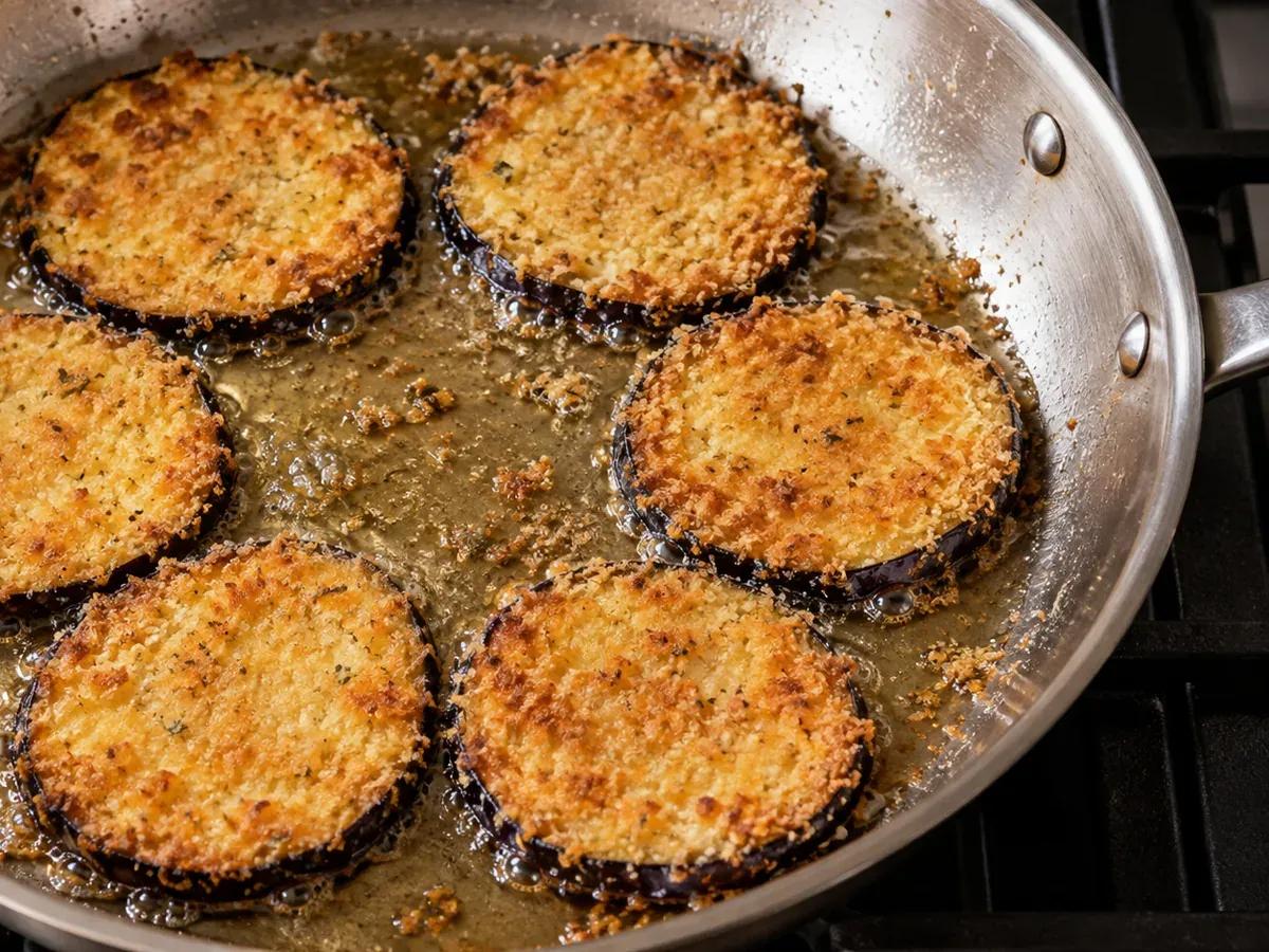Bread and pan-fry the eggplant: Eggplant Parmesan Grilled Cheese