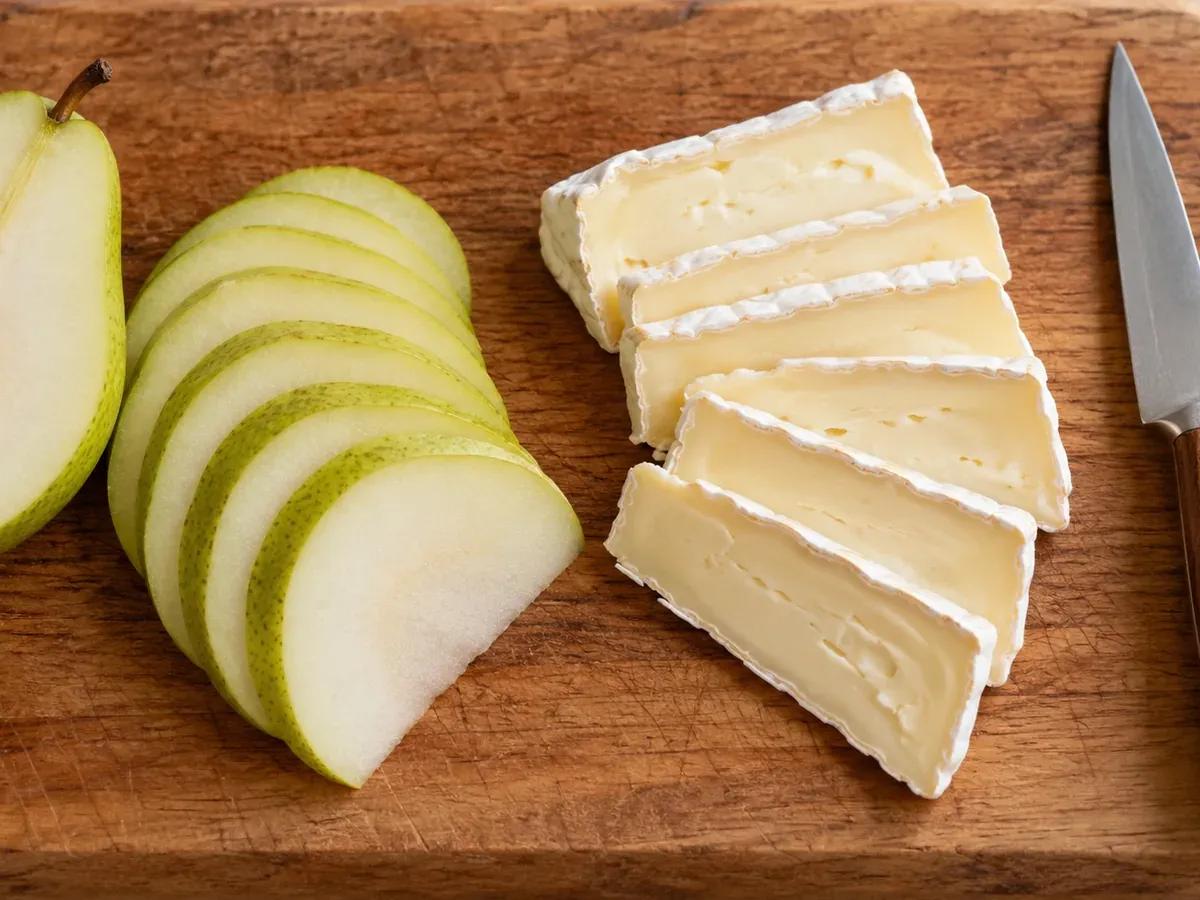 Slice the pear and Brie: Pear Brie Grilled Cheese