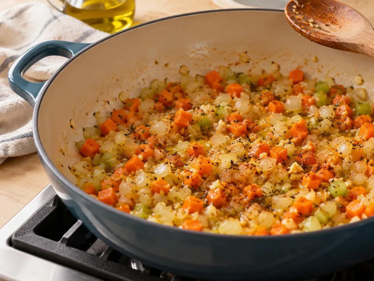 Soften the vegetables: Split Pea Soup