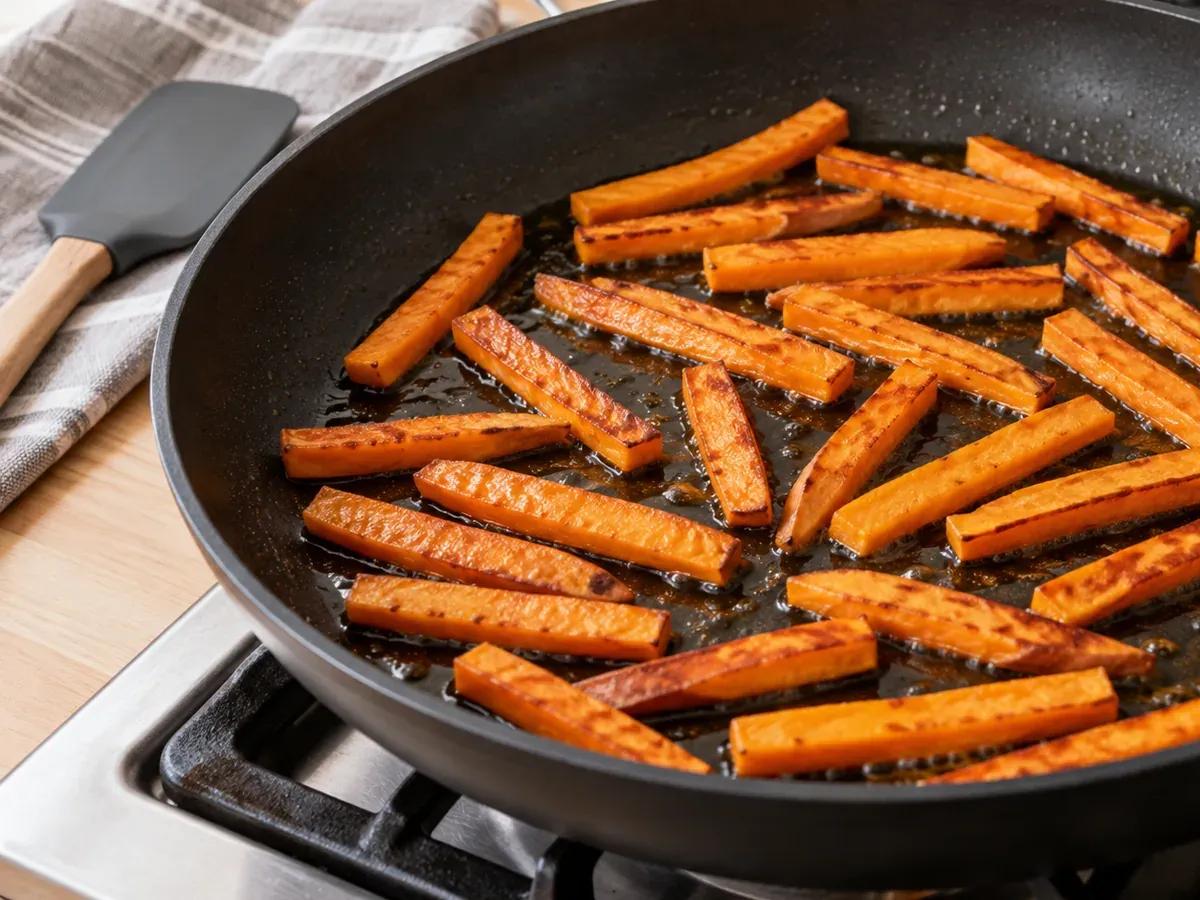 Pan-fry in two batches: Sweet Potato Fries