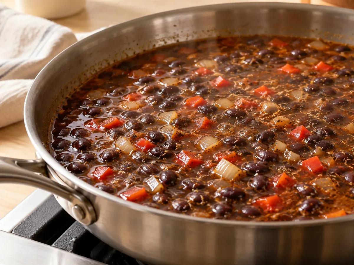 Simmer the black beans: Black Bean Soup