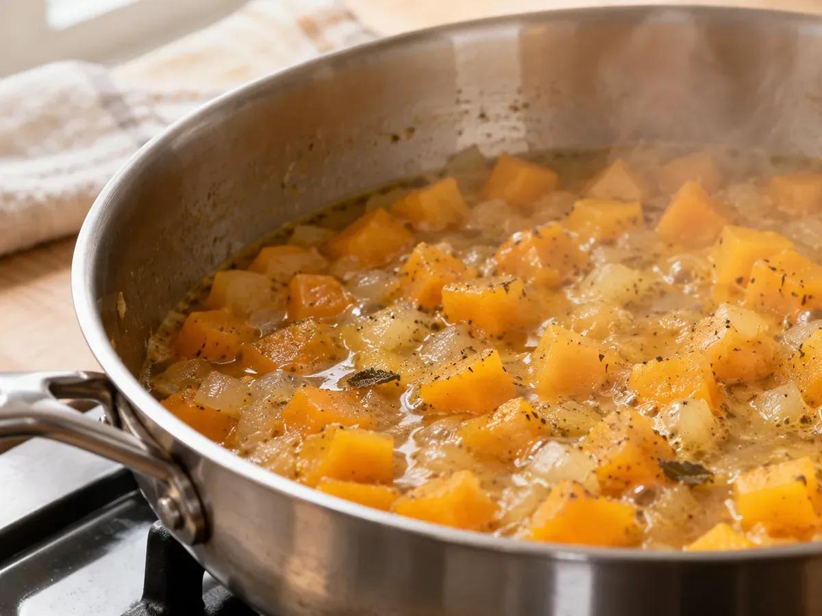 Simmer the squash until tender: Butternut Squash Soup