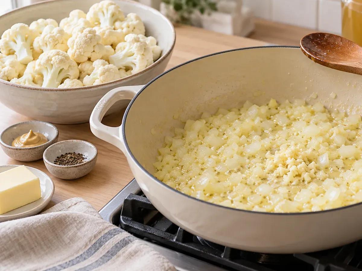 Soften the onion: Cauliflower Soup