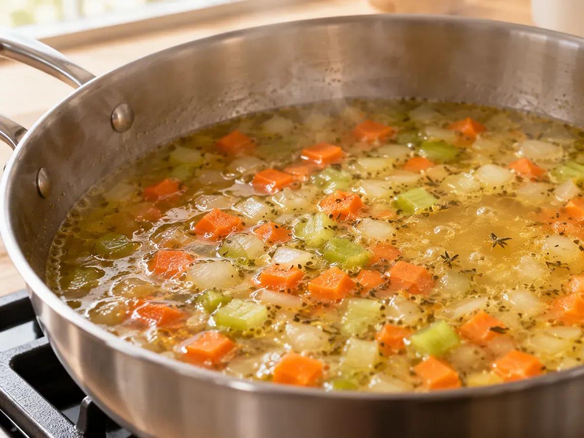 Simmer the broth: Chicken Noodle Soup