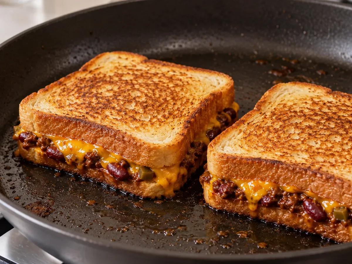 Grill and rest before cutting: Chili Grilled Cheese