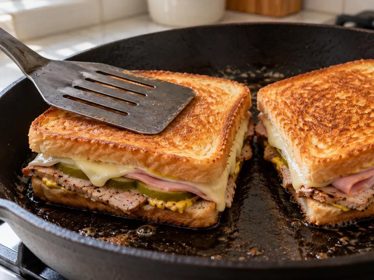 Grill with gentle pressure: Cuban Grilled Cheese