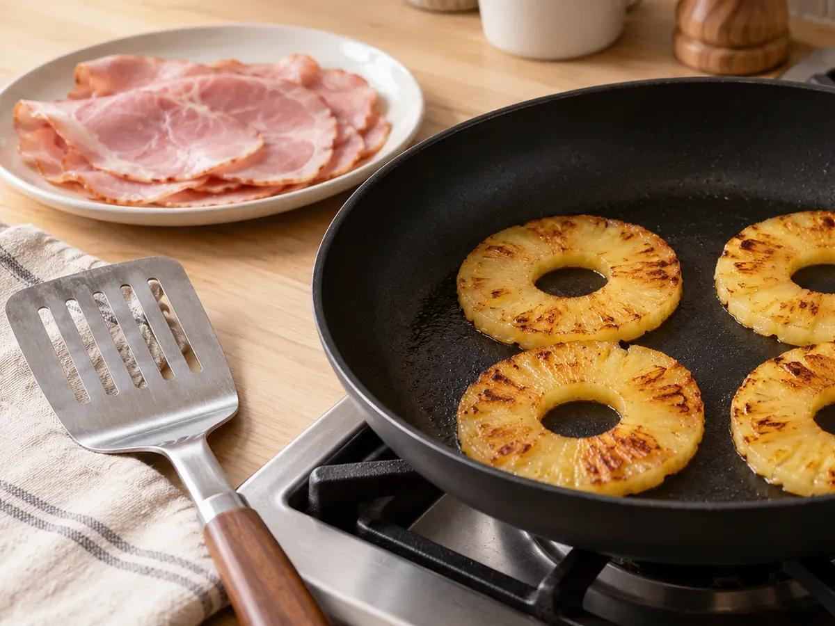 Brown the pineapple and warm the ham: Hawaiian Grilled Cheese