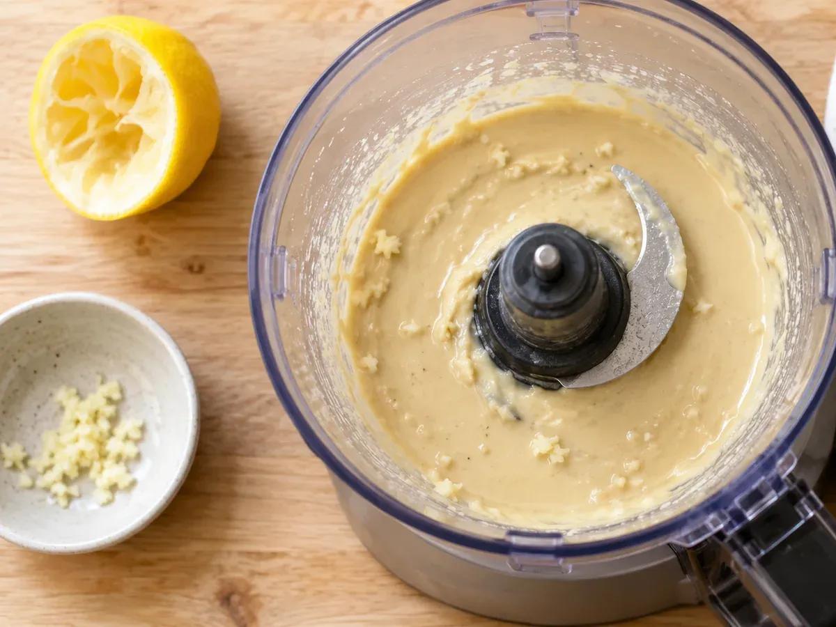 Whip the tahini and lemon: Hummus