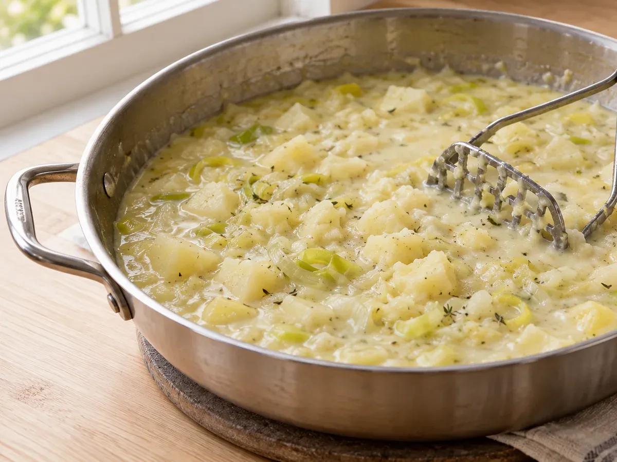 Mash and finish with milk: Potato Leek Soup