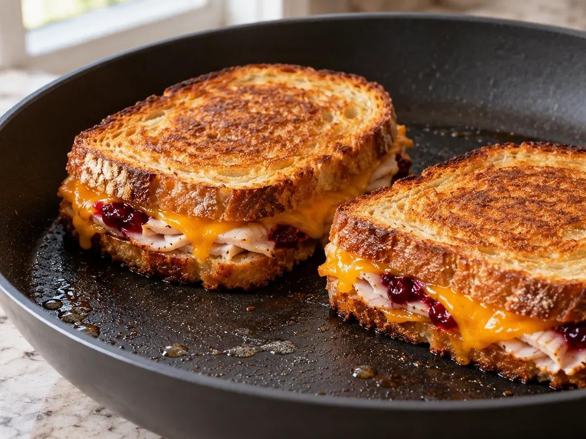 Grill slowly and let settle: Turkey Cranberry Grilled Cheese