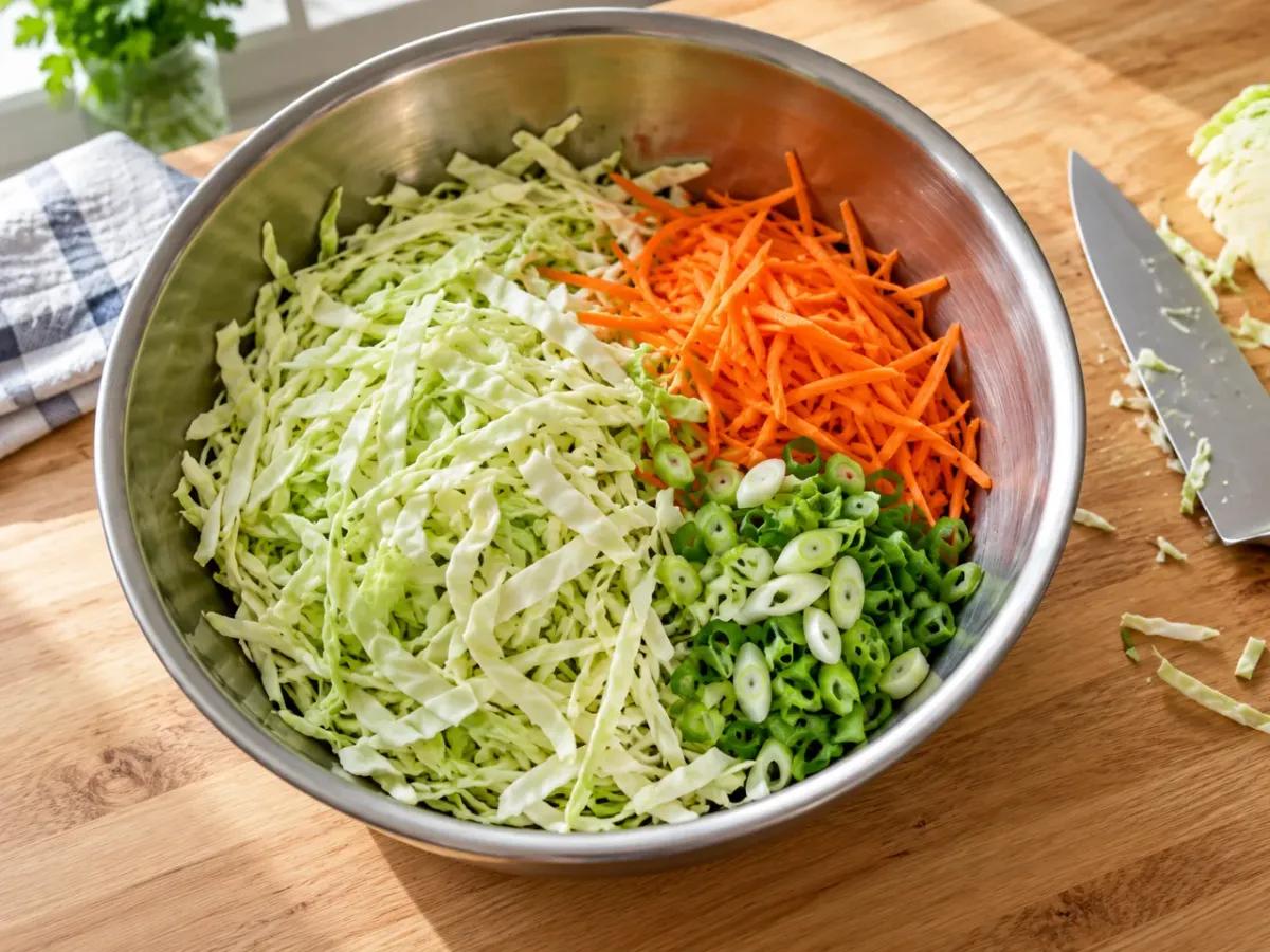 Slice the vegetables: Vinegar Coleslaw
