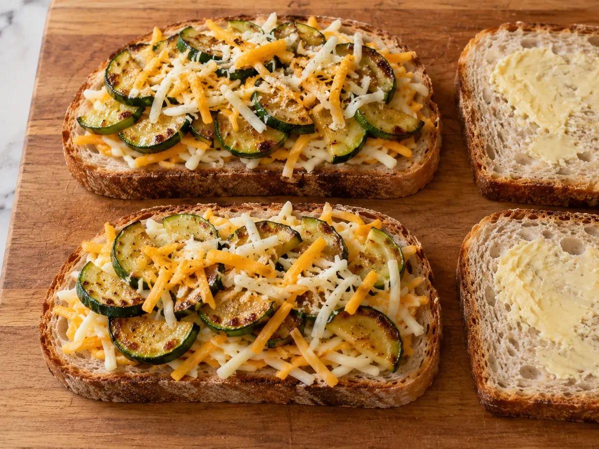 Layer the sandwiches: Zucchini Grilled Cheese